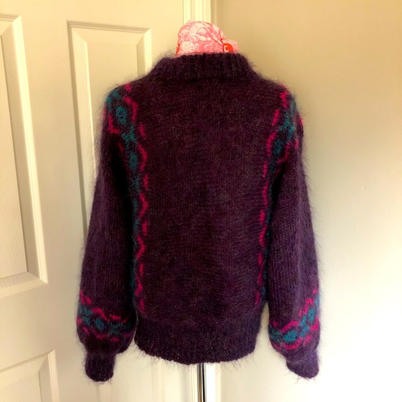 Vintage Harmony Classics mohair & wool heather purple sweater, US M, fits XS-M - Picture 2 of 6